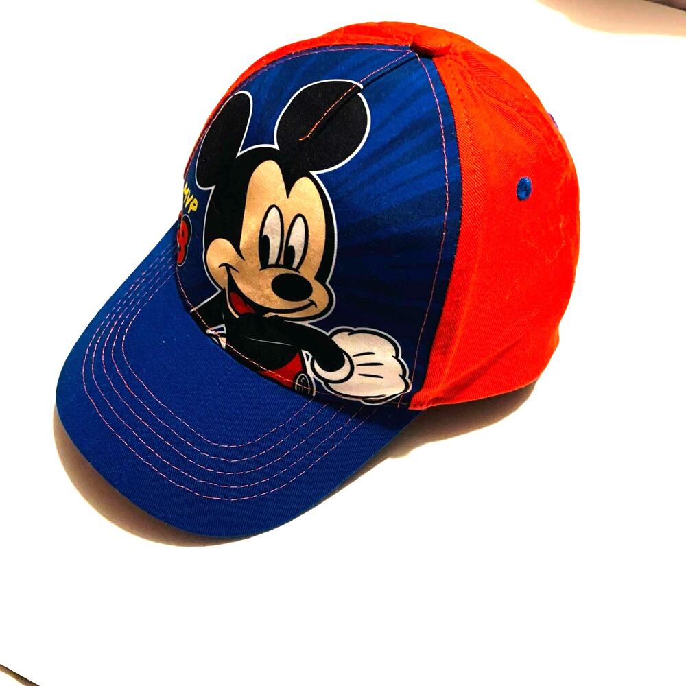 Disney Mickey Mouse MVP 28 Childs Kids Hat Cap Adjustable Strap Red Blue - Picture 2 of 6